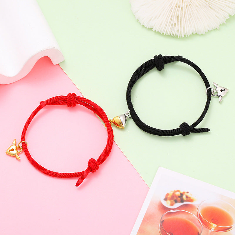Simple Style Heart Alloy Plating No Inlaid Couple Bracelets