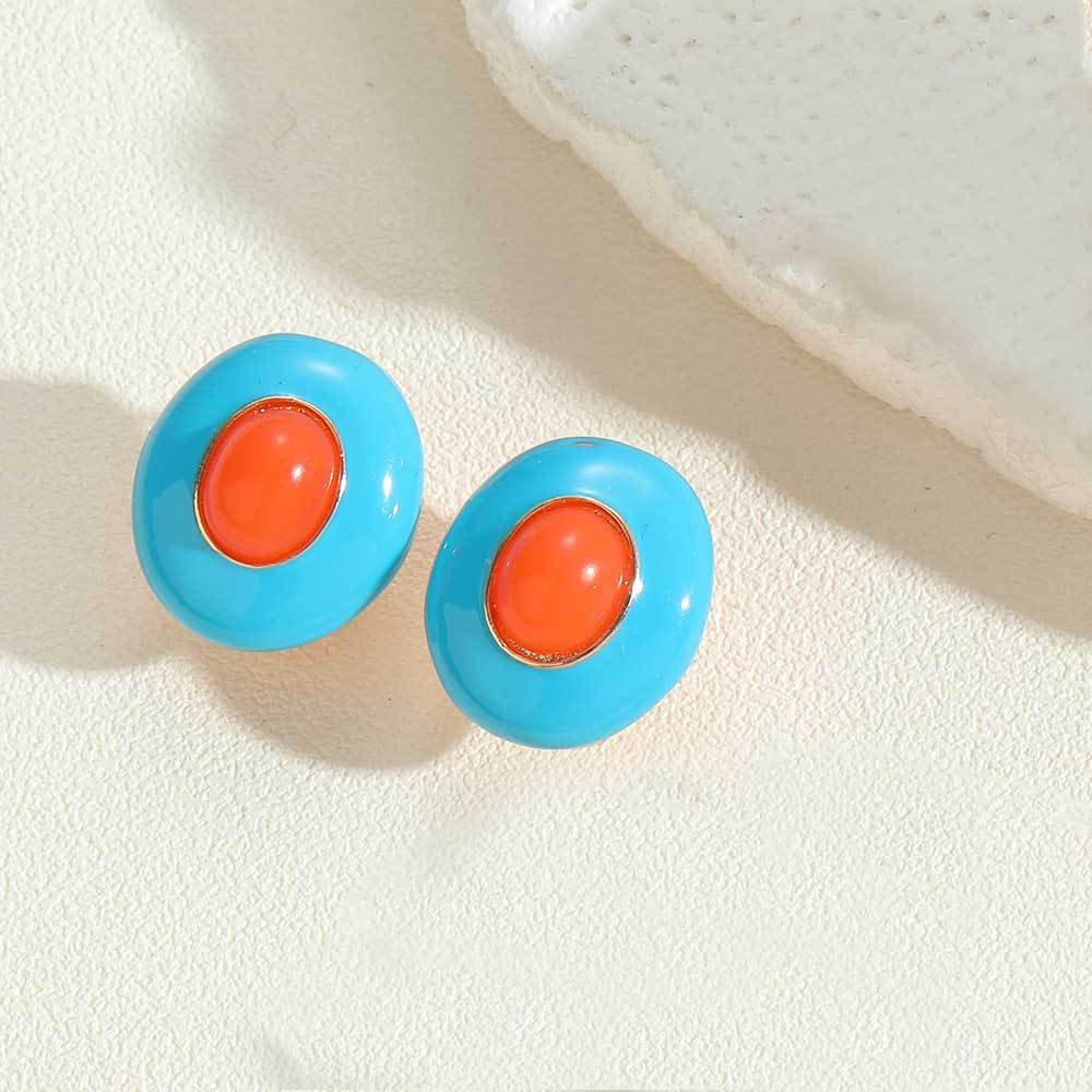 Cross-border hits, dripping oil oval, French retro earrings, ins, exquisite and small, temperament, versatile earrings, earrings, women