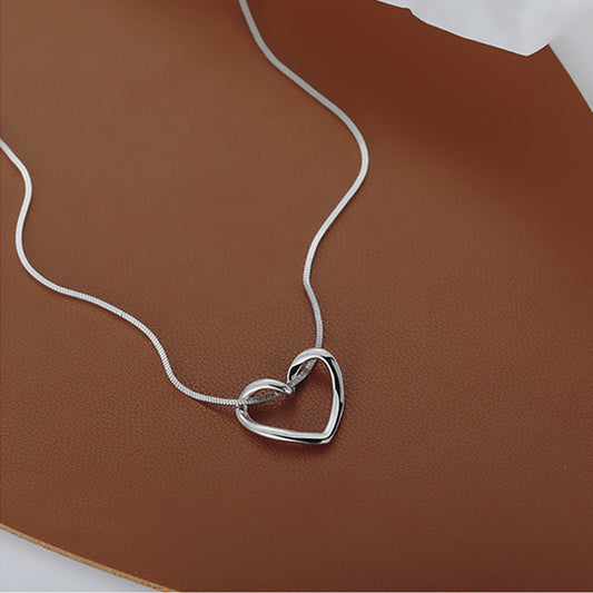Fashion Heart Shape Sterling Silver Chain Pendant Necklace 1 Piece