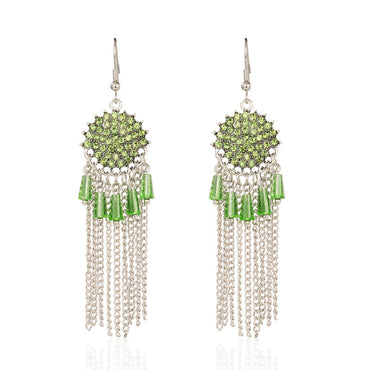 1 Pair Retro Tassel Alloy Plating Inlay Artificial Gemstones Women's Chandelier Earrings