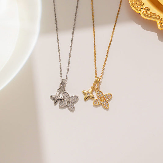 Letter Text Number Titanium Steel 18K Gold Plated Necklaces