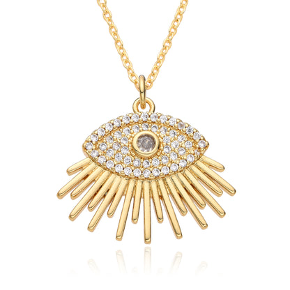 Copper Retro Classic Style Eye Plating Inlay Zircon Pendant Necklace