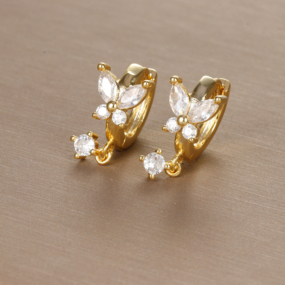 1 Pair Ig Style Butterfly Plating Inlay Copper Zircon Earrings