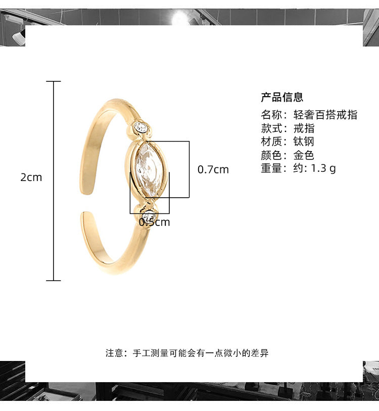 Simple Geometric Stainless Steel Non-fading Opening Adjustable Ring