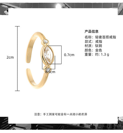 Simple Geometric Stainless Steel Non-fading Opening Adjustable Ring