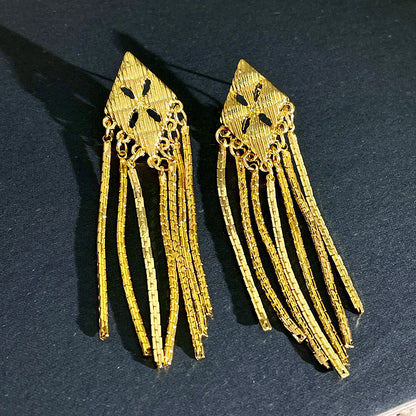 1 Pair Elegant Retro Geometric Tassel Copper Gold Plated Drop Earrings
