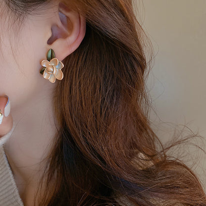 Fashion Flower Leaf Earrings Niche Korean Acrylic Stud Earrings