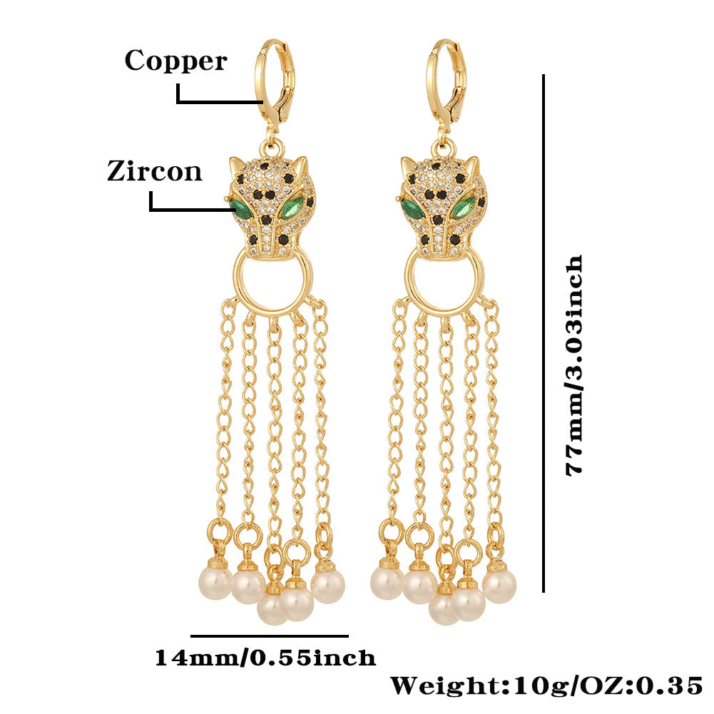 1 Pair IG Style Geometric Enamel Plating Inlay Copper Zircon Drop Earrings