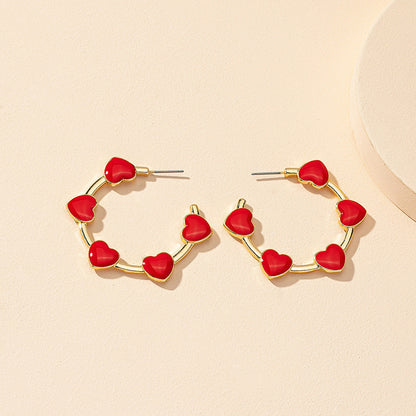 Jewelry Wholesale A Pair Of Drip-glazed Love Fashion Earrings