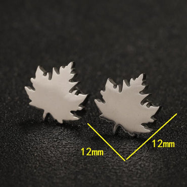 1 Pair Simple Style Commute Maple Leaf Plating Stainless Steel Ear Studs