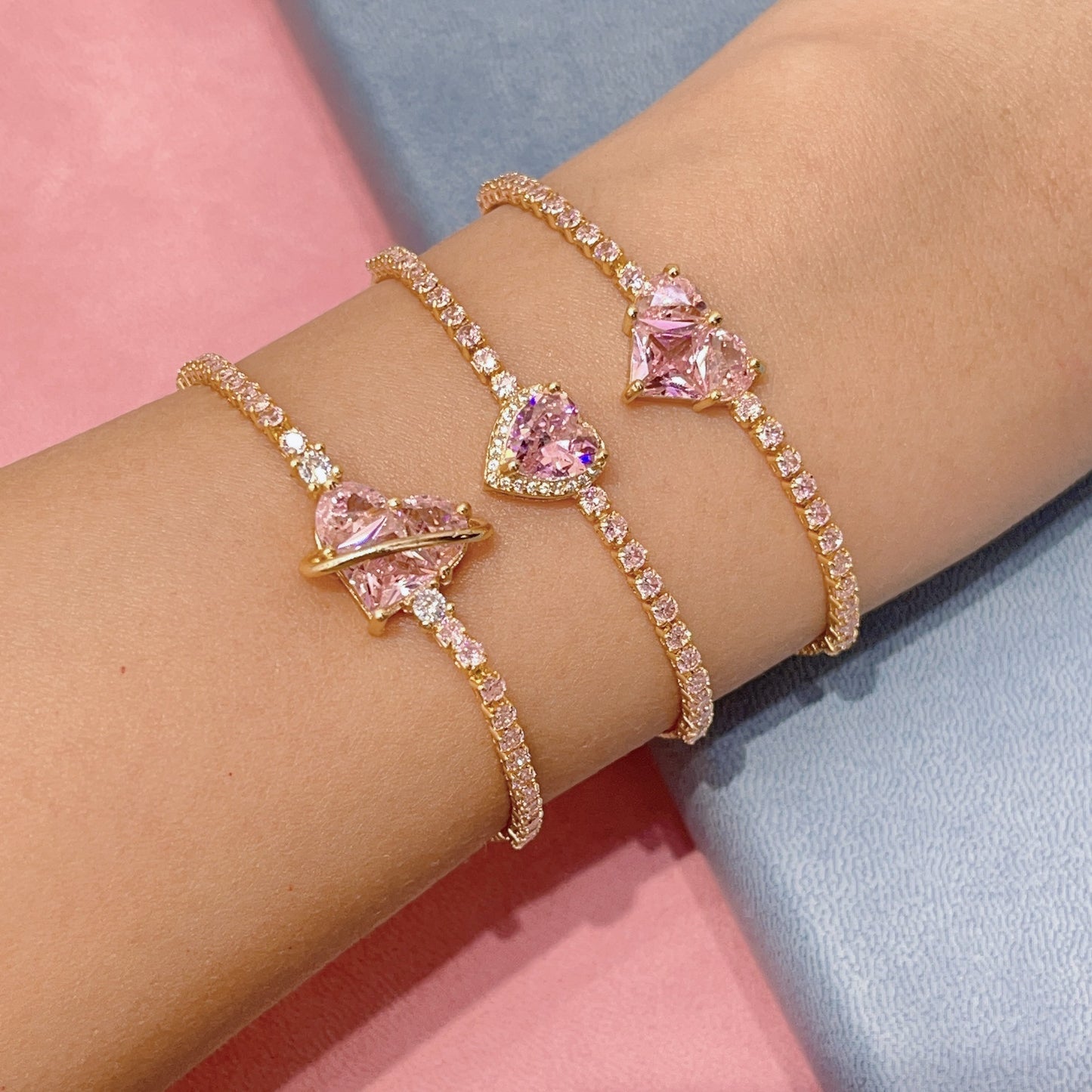 Sweet Heart Shape Flower Butterfly Copper Inlay Zircon Bracelets