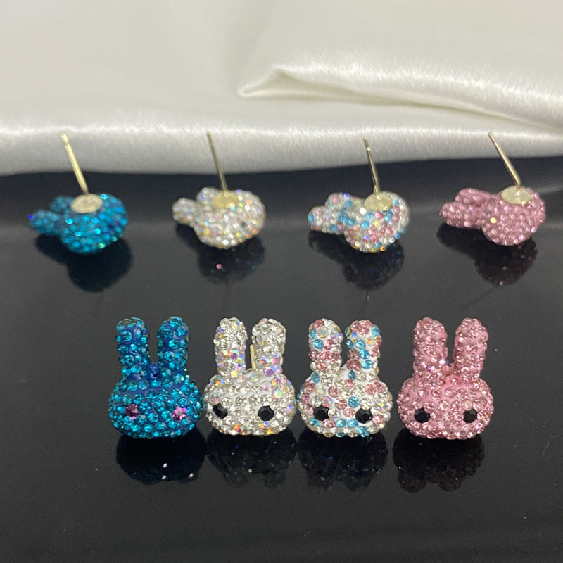 1 Pair Basic Rabbit Plating Inlay Copper Artificial Gemstones Ear Studs