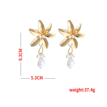 1 Pair Fashion Flower Imitation Pearl Alloy Patchwork Women's Drop Earrings