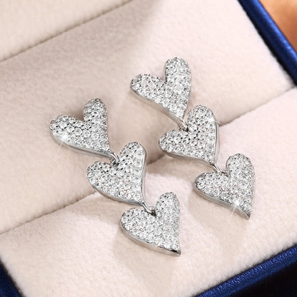 1 Pair Ig Style Shiny Heart Shape Inlay Copper Zircon Drop Earrings