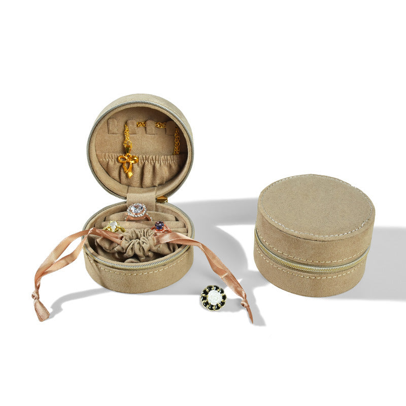 Round Travel Jewelry Storage Box - Jewelry Case for Rings and Small Accessories