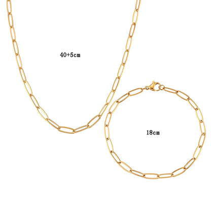 Wholesale Simple Style Solid Color Stainless Steel 18k Gold Plated Bracelets Necklace