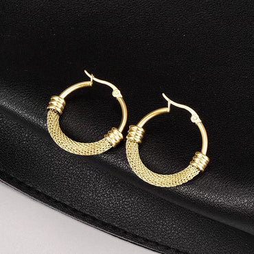 Fashion Round Stainless Steel Plating Hoop Earrings 1 Pair