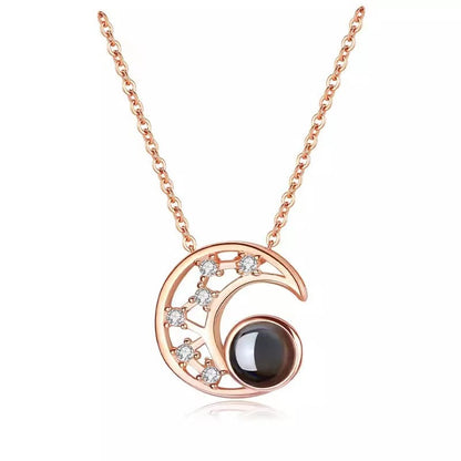 Elegant Lady Moon Copper Zircon Pendant Necklace In Bulk