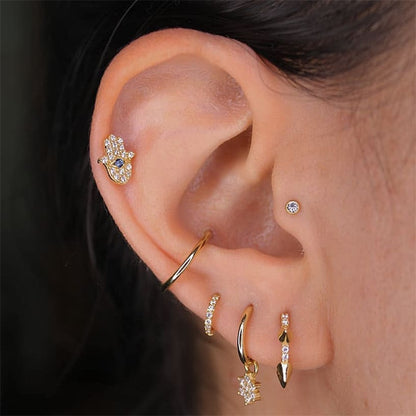 Fashion Geometric Star Moon Copper Plating Artificial Rhinestones Earrings 1 Set