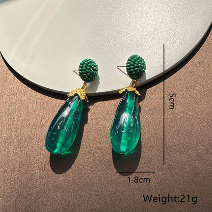 1 Pair Retro Eggplant Alloy Resin Plating Gold Plated Women's Earrings