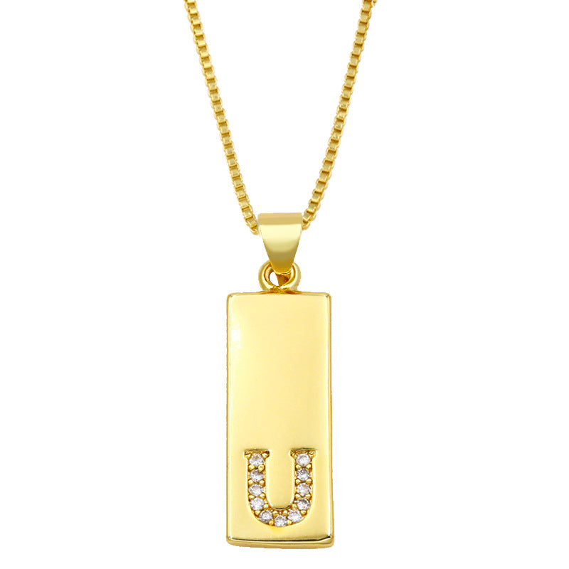 Simple Rectangle 26 Letter Necklace