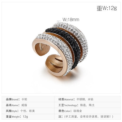 European And American Design Fashion Creative Geometric Ring Titanium Steel Retro Ring Women Wholesale