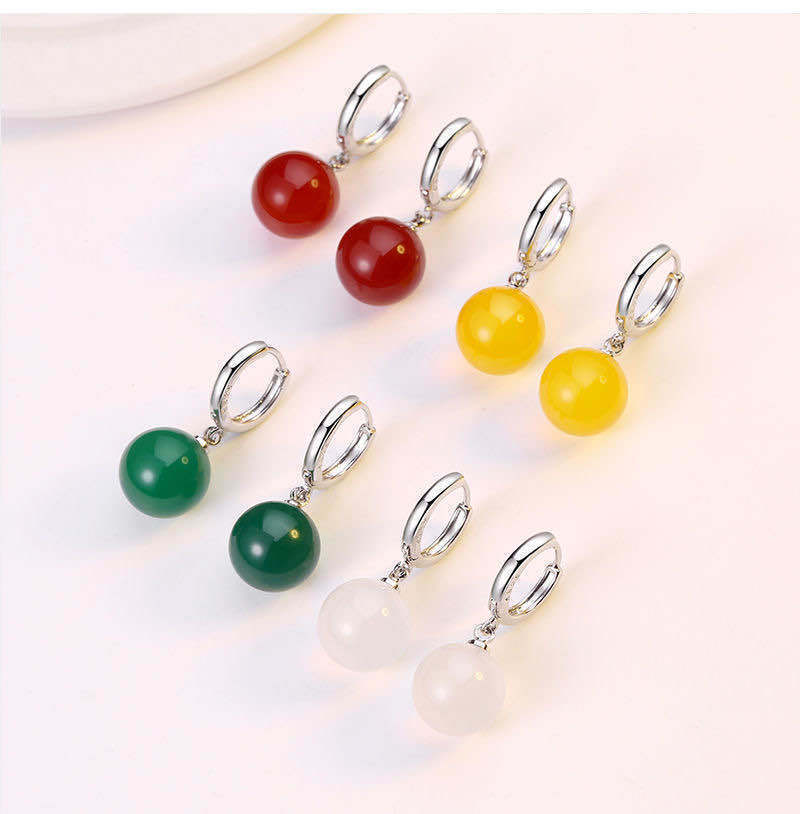 1 Pair Elegant Round Agate Wholesale Drop Earrings