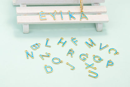 Wholesale Jewelry Blue 26 English Alphabet Copper Earrings Gooddiy