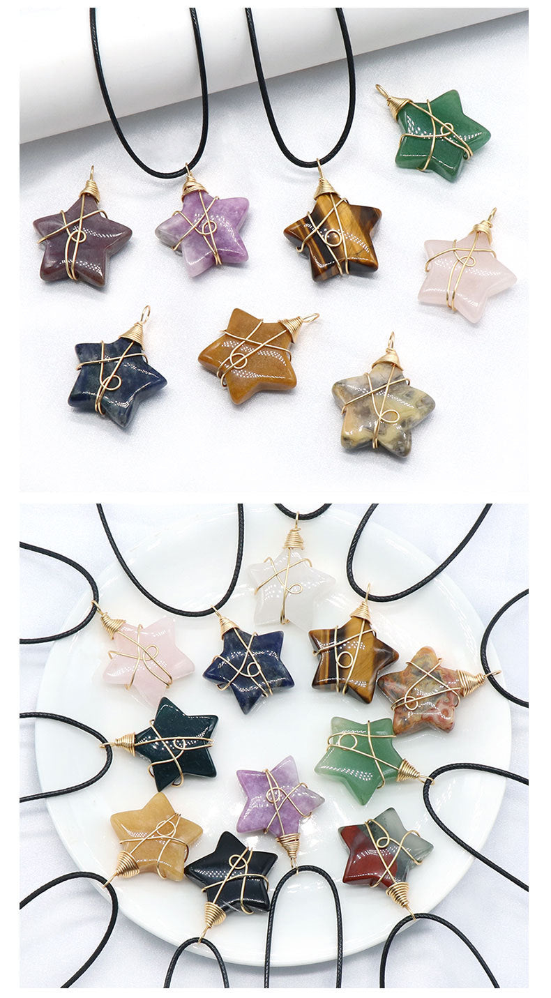 Retro Pentagram Natural Stone Jewelry Accessories 1 Piece