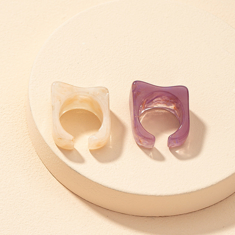 Fashion Contrast Color Resin Ring Set Wholesale