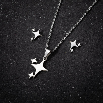 1 Set Simple Style Star Stainless Steel Titanium Steel Plating Earrings Necklace