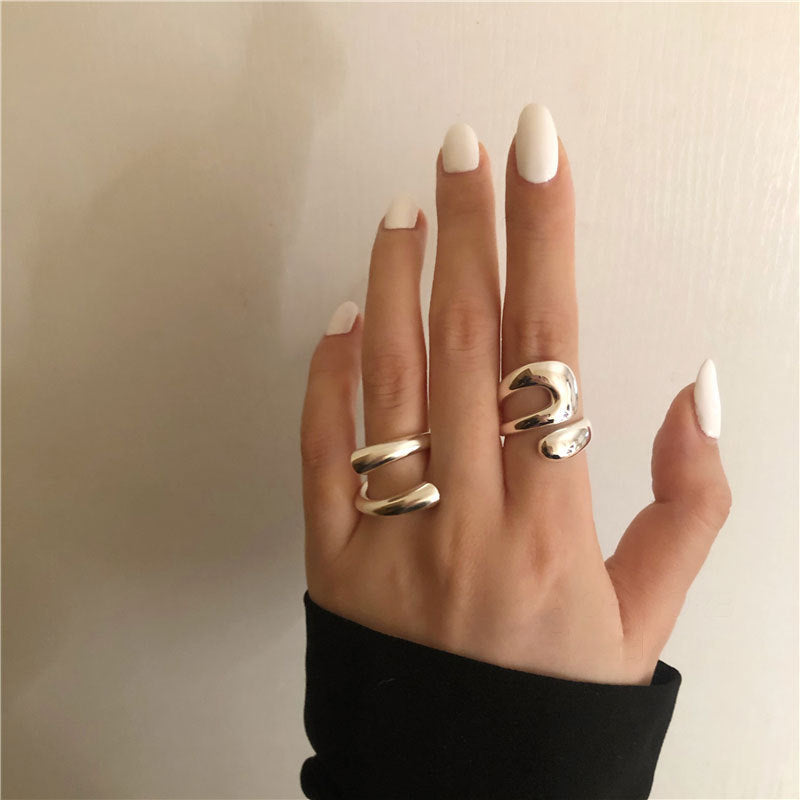 Fashion Solid Color Copper Silver Plated Open Ring 1 Piece