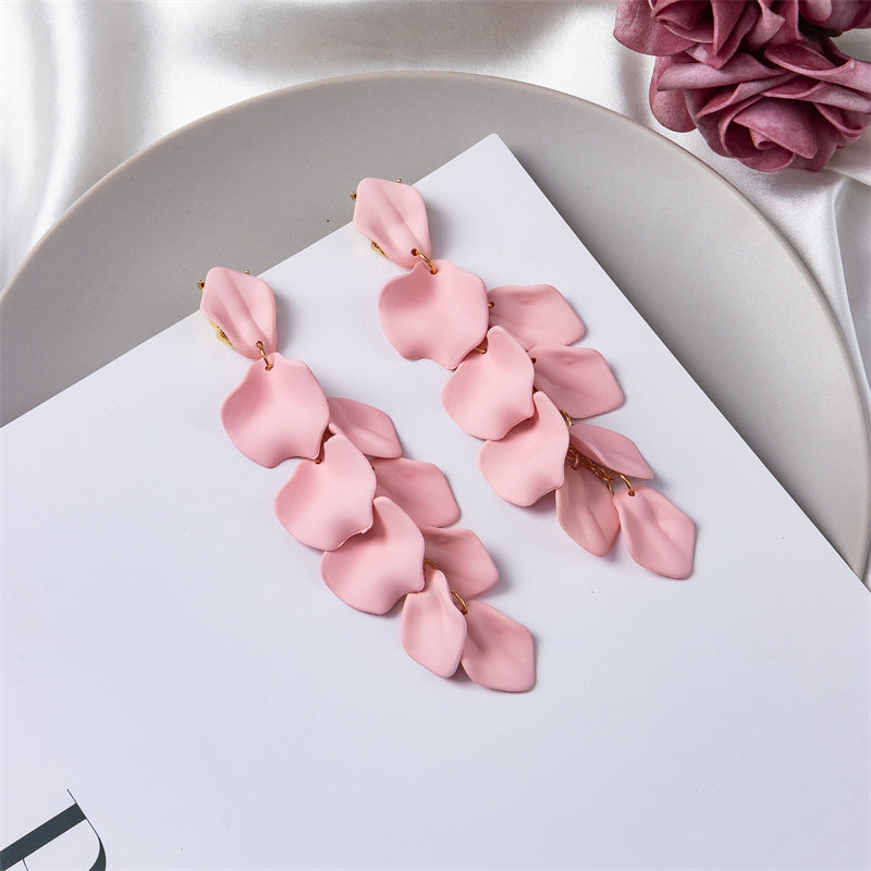 Creative Acrylic Rose Petal Earrings Fashion Earrings