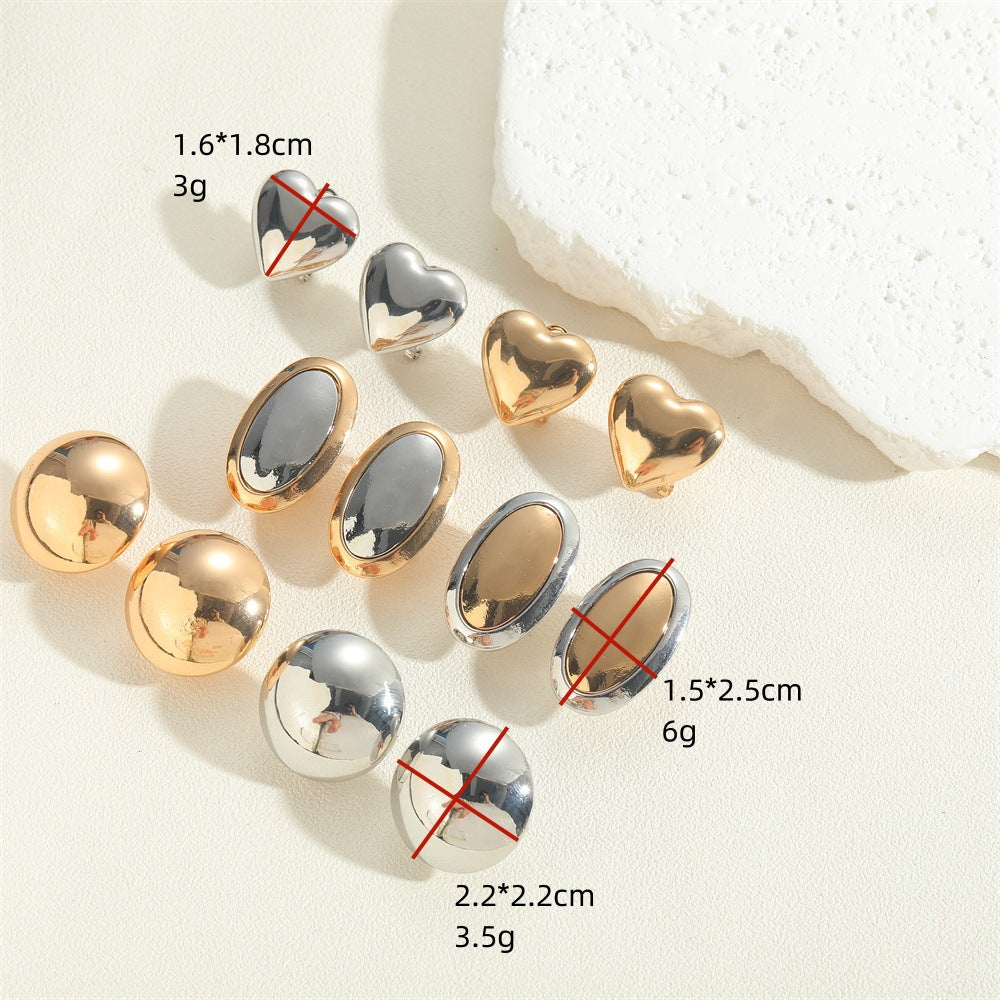 Cross-border hot cold scenery alloy earrings copper plated 14k real gold light luxury versatile earrings earrings earrings wholesale women