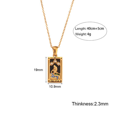 Fashion Square Stainless Steel Plating Inlay Zircon Pendant Necklace 1 Piece