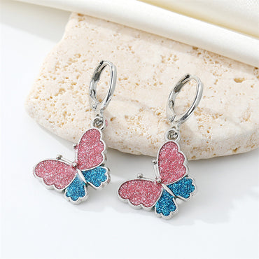 Cross-border Trend Color Glitter Butterfly Necklace Set Cute Animal Ear Ring