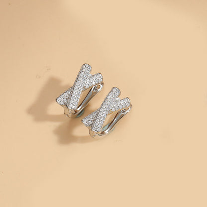 Cross-border hot-selling French retro luxury U-shaped zircon earrings design light luxury minimalist earrings jewelry women