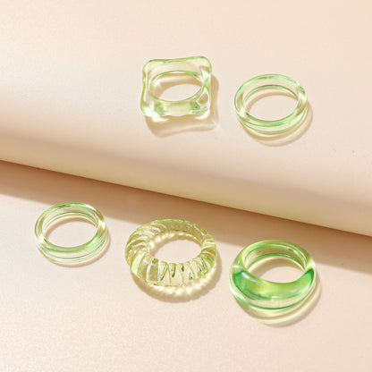 5 Piece Set Simple Style Geometric Transparent Resin Women's Rings