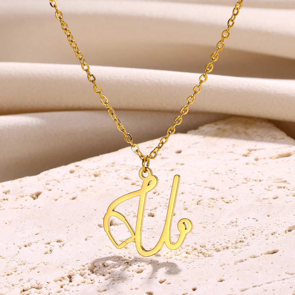 Stainless Steel Simple Style Letter Plating Pendant Necklace