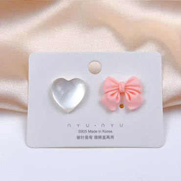 1 Pair Sweet Heart Shape Flower Butterfly Enamel Inlay Imitation Pearl Alloy Rhinestones Earrings