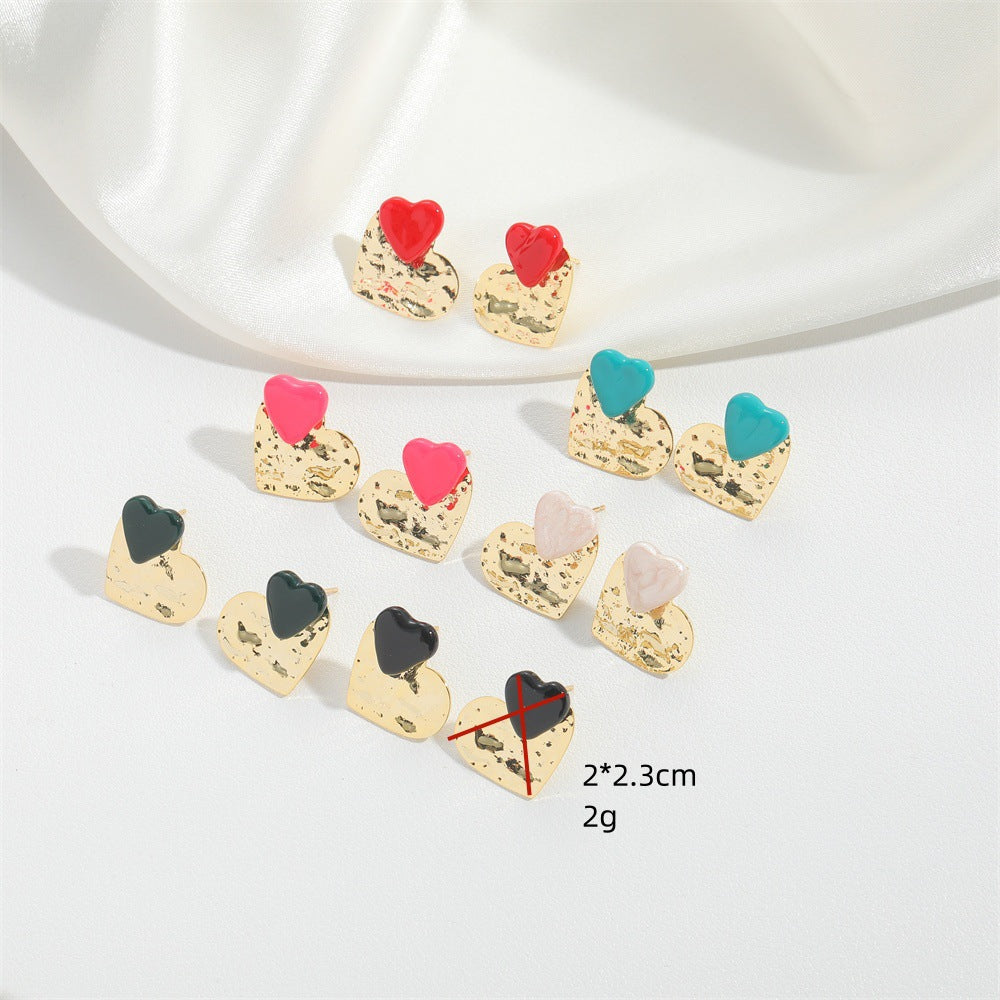 Cross-border hot-selling copper-plated 14K real gold love high-quality high-quality ear acupuncture literary retro personality earrings jewelry