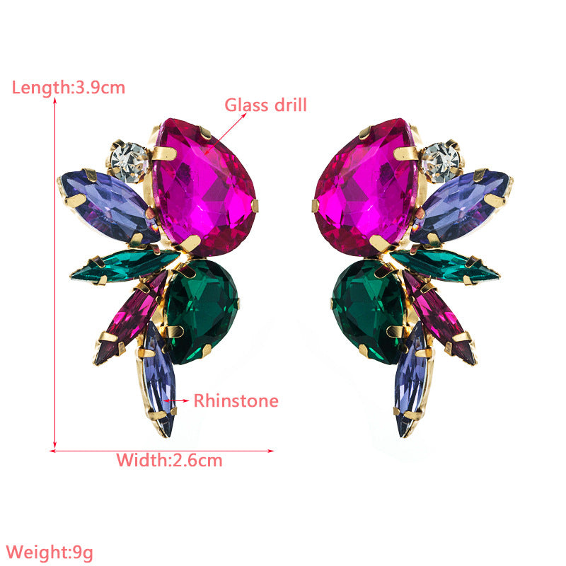 1 Pair Fashion Geometric Inlay Alloy Rhinestones Earrings