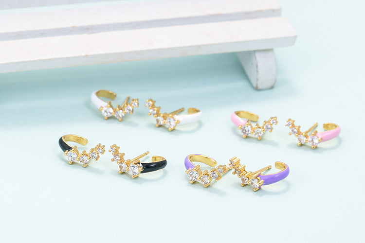 Long Earrings Female Color Drip Enamel Ear Bone Clip Temperament Korean Earrings