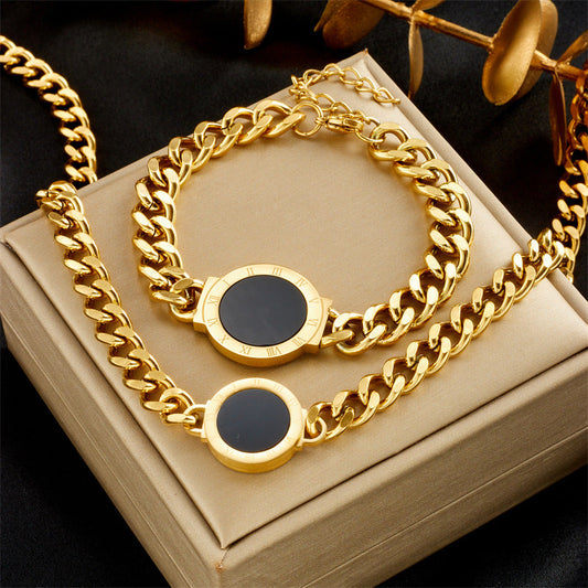 Fashion Women Chain Titanium Steel Electroplating Jewelry Sets