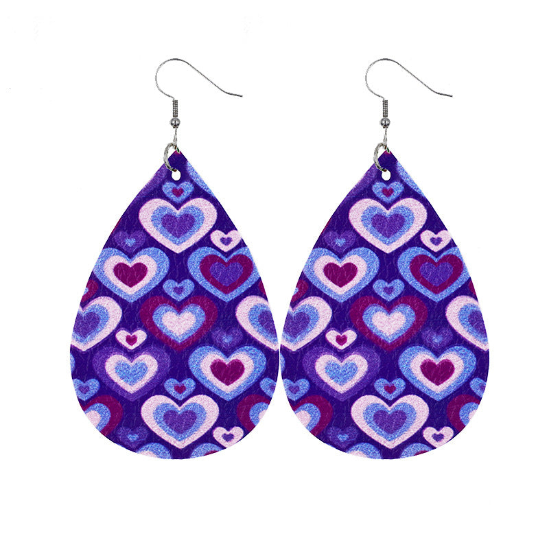 1 Pair Elegant Classic Style Water Droplets Heart Shape Pu Leather Drop Earrings