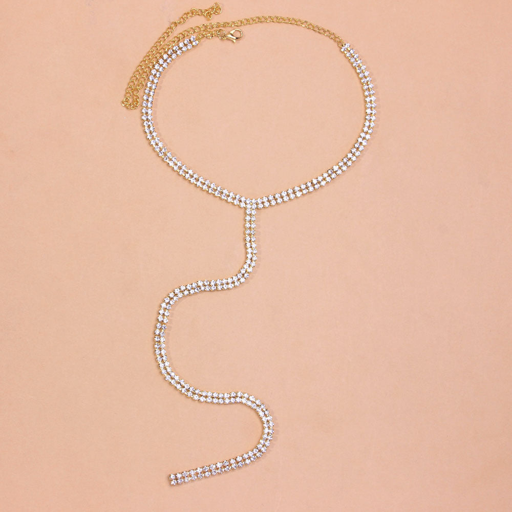 Luxurious Geometric Rhinestone Plating Women's Long Necklace