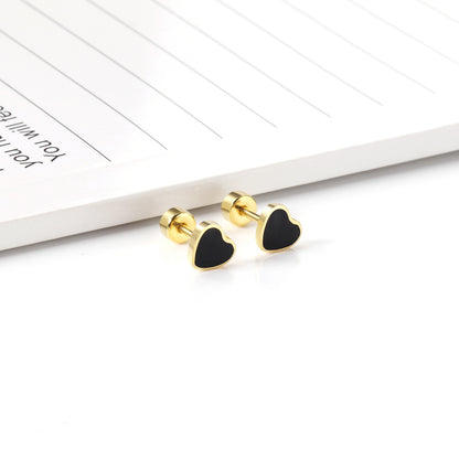 Fashion Heart Shape Stainless Steel Plating Ear Studs 1 Pair