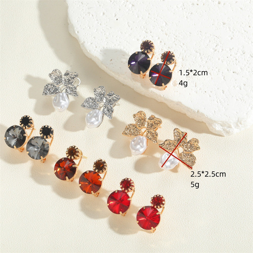 explosive personality style trend flower ear needle independent station new acrylic French retro exquisite earrings women