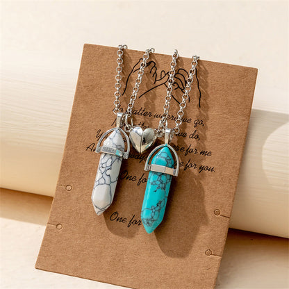 Fashion Water Droplets Gem Inlaid Gemstone Pendant Necklace 1 Set