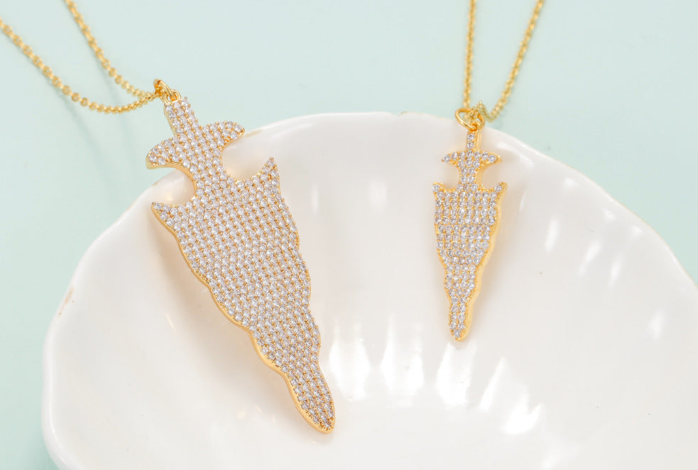 Fashion New Arrow Pendant Micro-inlaid Full Zircon Copper Necklace Wholesale
